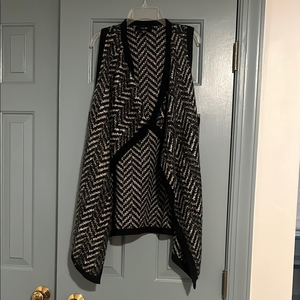 Black and White Chevron Draped Vest
